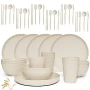 Wheat Straw Dinnerware Sets -DAPIPIK 42 Piece Unbreakable Dinnerware Sets for 6,