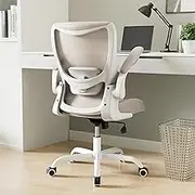 MUXX.STIL Office Chair, Ergonomic Desk Chair with Adjustable Lumbar Support, Computer Chair with Flip-up Armrest, Swivel Task Chair with Breathable Mesh for Home Office, Khaki