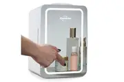 Koolatron 6L Mini Makeup Fridge with LED Makeup Mirror Grey