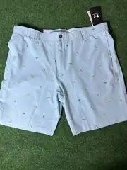 Under Armour Mens 40 Light Blue Shorts Gray All Over Bird Print 1377303 014 New