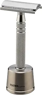 Feather Safety Razor, Classic, Stainless Steel, Men's, Silver, Unisex, 2 Blades, Includes Stand, Made in Japan