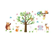 Nursery Wall Decor – Jungle Owls Wall Decals – Baby Nursery Wall Decor – Colorful Small Tree Wall Decals