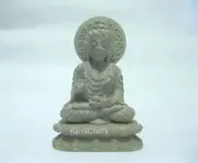 Intricate Work Lord Buddha Statue Soap Stone Padmasana Buddha Figure 6.5 Inches