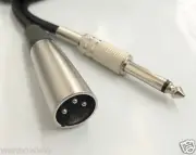 6ft XLR 3-Pin Male to 1/4" Mono Plug Shielded Microphone Mic Audio Cable Cord