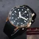 【TISSOT 天梭】水鬼 Seastar 1000 海洋之星300米三眼計時手錶-黑x玫塊金框 送行動電源(T1204173705100)