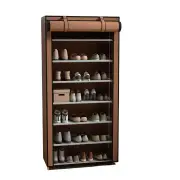 NNETM 8-Tier Foldable Dust Cover Shoe Cabinet - Space-Saving Organizer(Brown)