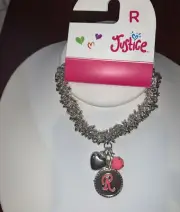 JUSTICE CHARM BRACELET INITIAL(B,D,H,K,M,R,T) DISC/HEART/CHARM SUPER CUTE!!