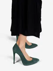 Green Pointed Toe Suede Pumps