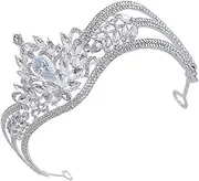 Healeved Crown Wedding Tiara Birthday Tiara Bride Tiara Tiaras for Women Bride Headband Bridal Tiara Bride Rhinestones Headband Bridal Accessories Rhinestones Tiara Silver Zinc Alloy