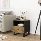 vidaXL Bedside Cabinet Honey Brown and Black Solid mango wood Compact