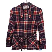 Knockabouts Pendleton Vintage 60's Plaid Wool Shirt Blazer Red White Blue NWT