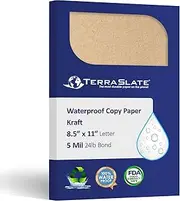 TerraSlate Waterproof Paper, Rip-Proof Colored Paper, Kraft Paper, 25 Sheets, 5 Mil (24lb Bond), 8.5" x 11", Laser Printer and Copy Machine Compatible