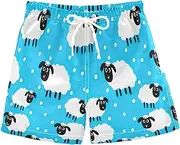 [RPLIFE] Boys Short Swim Trunks, Anti Chafe Swim Trunks Boys 2 T, Cute White Sheep Blue