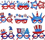 [Generic] 4th Of July Sunglasses For Adults | Cool Shaped Glasses Decorations | 9-Pack Party Favors For Backyard Barbecues, Independence Day Parades, Beach Pool Celebrations