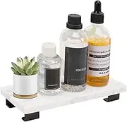 Winmien Bathroom Vanity Tray - White Marble for Toilet Tank, Kitchen Soap, Luxurious Small Display for Dessert, Coffee, Tea, Bottle, Plant - Table/Countertop Accessories (Black, 7.8 Inch)