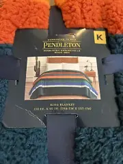 PENDLETON Blanket_Sherpa Fleece_King: 112" X 92" Evergreen Stripe