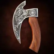 Multipurpose Viking Pizza Cutter Axe Hand-Forged Viking Butcher Slicer Sheath AU