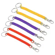 6.7" Spiral Retractable Spring Coil Keychain, 6 Pack , Red Yellow Purple