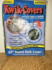 Kwik Covers 60" Round Table Hunter Green Plastic Elastic Disposable Reusable
