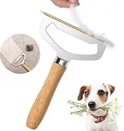 oaknovila Pro – Metal Carpet Brush Pet Hair Remover, 1 Buck Thick Rack Wood Handle Portable Carpet Scraper, Embedded Couch Lint Pilling Dog Cat Fur Remover, Fabric Shaver Depiller for Furniture