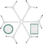 FIBOOMERANG Bed Sheet Straps - 6 Way Crisscross Fitted Sheet Clips and Sheet Holder Elastic Bands Bedsheet Fasten Suspenders Grippers, White