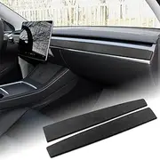 FDAIUN Car Interior Moulding Trim Alcantara Style for Tesla Model 3 Y 2017 2018 2019 2020 2021 2022 Dashboard Trim Strip for Car Interior Decoration Accessories（Black）