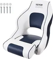 VEVOR Captain Bucket Seat Boat Seat, Flip Up Boat Seat, with Thickened Sponge Padding, Flip-up Bolster Boat Captain Chair for Fishing Boat, Sightseeing Boat, Speedboat, Canoe, 1-Piece