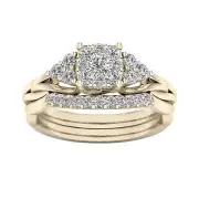 10k Yellow Gold Round Cut 0.62Ct Diamond Bridal Set Ring Size 6 Clarity I2
