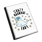 Crazy Narwhal Lady Stars Passport Holder Cover Case - Unicorn Funny Animal