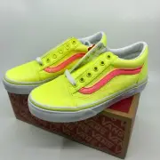 Vans Old Skool (Neon Glitter) Yellow True White Junior Girls Casual Sneakers