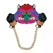 My Pet Monster Enamel Pin w/ Real Chain Hat Backpack Badge Lapel Animation