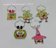 Set of 5 Sponge Bob Square Pants Wine Charms Style 1