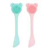 Catzon 2 Pcs Silicone Facial Cleansing Brush Mask Brush Tool-Green/Pink
