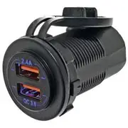 Hulk 4x4 Dual Usb Socket Port A- 5V 2.4A Port B- Qc3.0 3.6-12V 18W with Blue Led - HU6630B