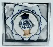 Bombay Blue And White Ceramic Wine Bottle Coaster / Holder And Stopper New