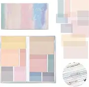 Transparent Sticky Notes Set, 6 Sizes Clear Sticky Notes Pads with 10 Colors, Waterproof Self-Stick Translucent Sticky Notes, See Through Sticky Notes for Bible Tabs, Book Tabs, Office, 500 Sheets
