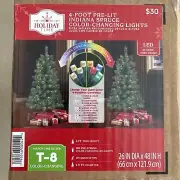 4 ft Pre-Lit Indiana Spruce Artificial Christmas Tree with Color-Changing LED