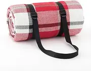 Viviendo Picnic Blanket Mat Rug Waterproof Sandproof 200x200cm 2-5 Person Beach Blanket Easy to Fold Lightweight Skin-Friendly and Comfortable - Red Tartan