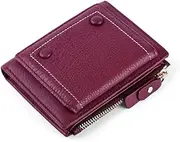 WX~Luggage bagsShort Small Wallet Money Purse for Women/Ladies/Girl, Simple Versatile Vintage Leather Folding Coin Card Holder Pocket,Red,12 * 2 * 9.5cm