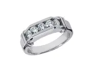 1Ct Round Cut 5Stone Mens Wedding Band Ring Solid 10k White Gold I SI2 Channel