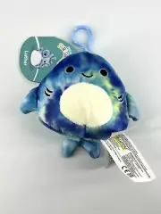 Squishmallows Sealife Squad LUTHER the Shark Blue Tye-Dye Clip-On 4" #621 Gift