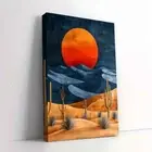 Framed Canvas Vibrant Orange & Blue Desert Wall Art - Perfect for Living Room
