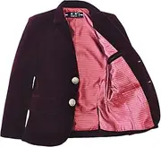 [YuanLu] Boys Single-Breasted Velvet Blazer,Royal Blue/Black/Burgundy/Red