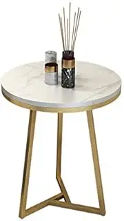 Exquisite Small Dining Table, Solid Marble Coffee Table, Round Side Table with Metal Frame, Modern Bar Table for Dining Room, Kitchen, Bistro(Size:50 * 50 * 55CM)