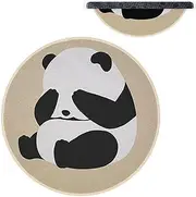 Interactive Rugged Pull, Panda Bath Rug, Round Floor Mat, Panda Bath-Mat Cartoon Art Plush Decorations, Mat with Non-Slip Backing for Boy Girl Bathroom, 23.62 x 23.62 inches