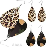 [WRITWAA] 2 Pack Hoop Earrings Vintage Style Hook Pendant Earrings for Women Girls Faux Leather