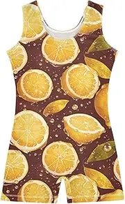 [FRODOTGV] Lemon Slice Gymnastics Leotards with Shorts for Girls Toddler Tumbling Outfits for Excise, Tumbling Class, Biketards