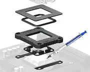 ElecGear AMD CPU Contact Frame + Liquid Metal Thermal Paste, Carbon Fiber Mod ILM for AMD Ryzen 7000 Zen4 Series on AM5 LGA1718 Socket, Replacement CPU Fixing Buckle with Double Sealing Guard