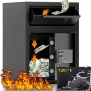 1.8 CUB Depository Drop Safe Fireproof, Front Drop Slot Lock Box with Digital Co