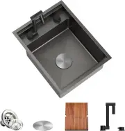 TORVA RV Kitchen Sink 16 x 21 x 9 Inch Undermount Bar Sink 16 Gauge Dark Grey